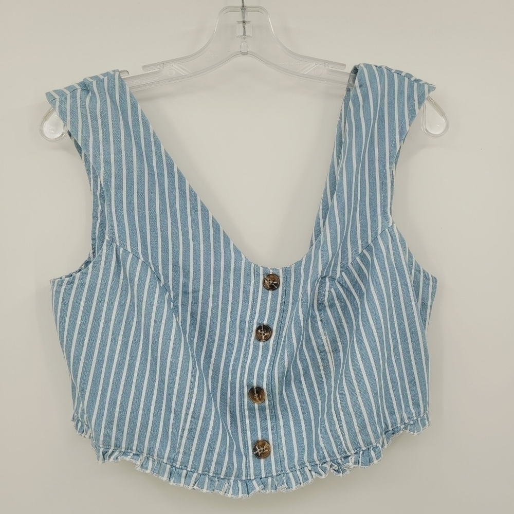 SONCY Plus Size Blue White Striped Off Shoulder Tank Top
